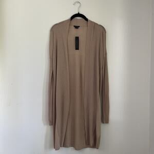 Theory NWT Beige Camel Anesia Open Front long LineCardigan Duster Sweater Small